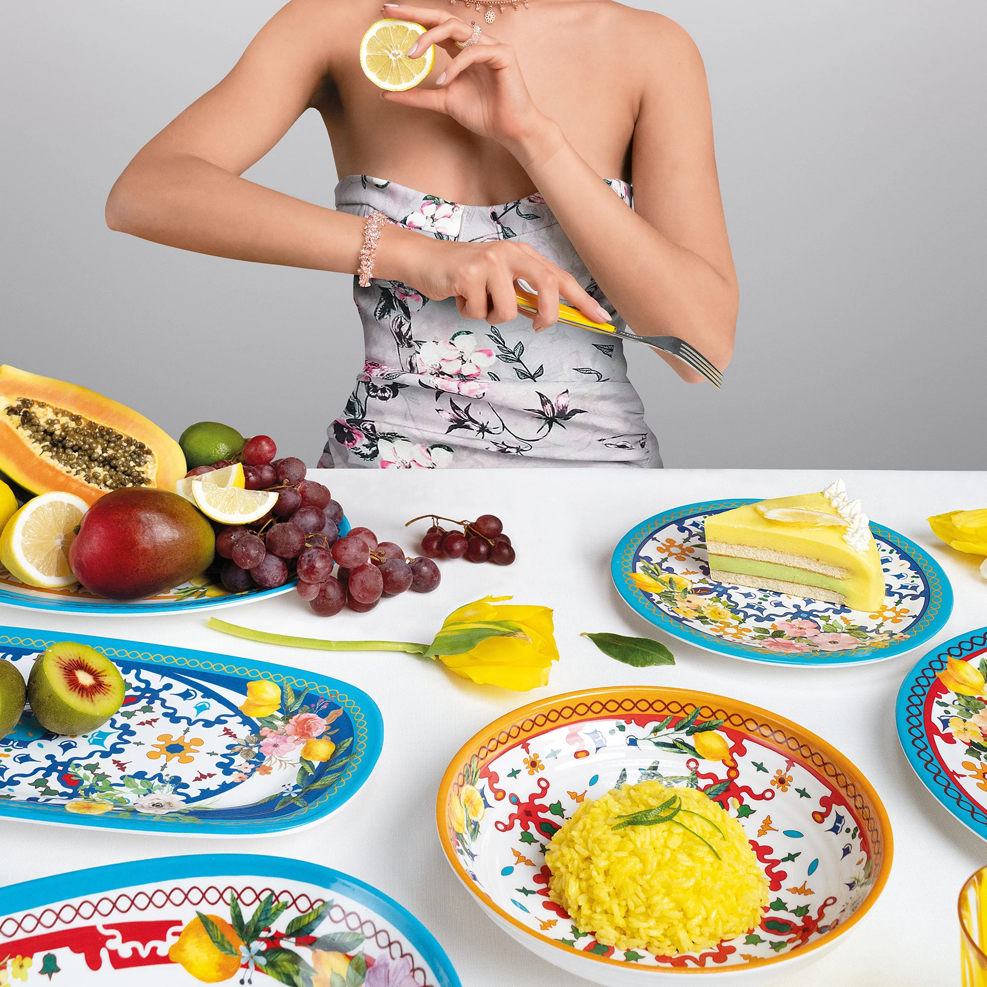 DESSERT PLATE ''FLOWER&LEMON'' - Image 4